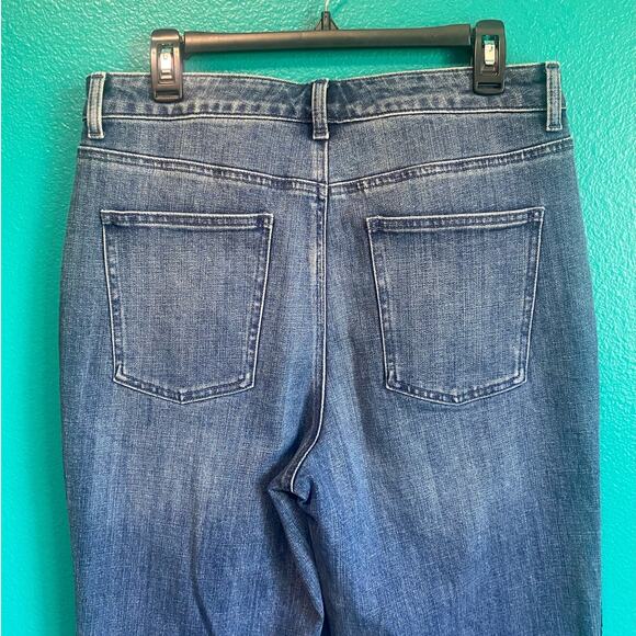 Talbots Black Sequin Stripe High Waist Straight Ankle Jean Women's 10 - Picture 6 of 11